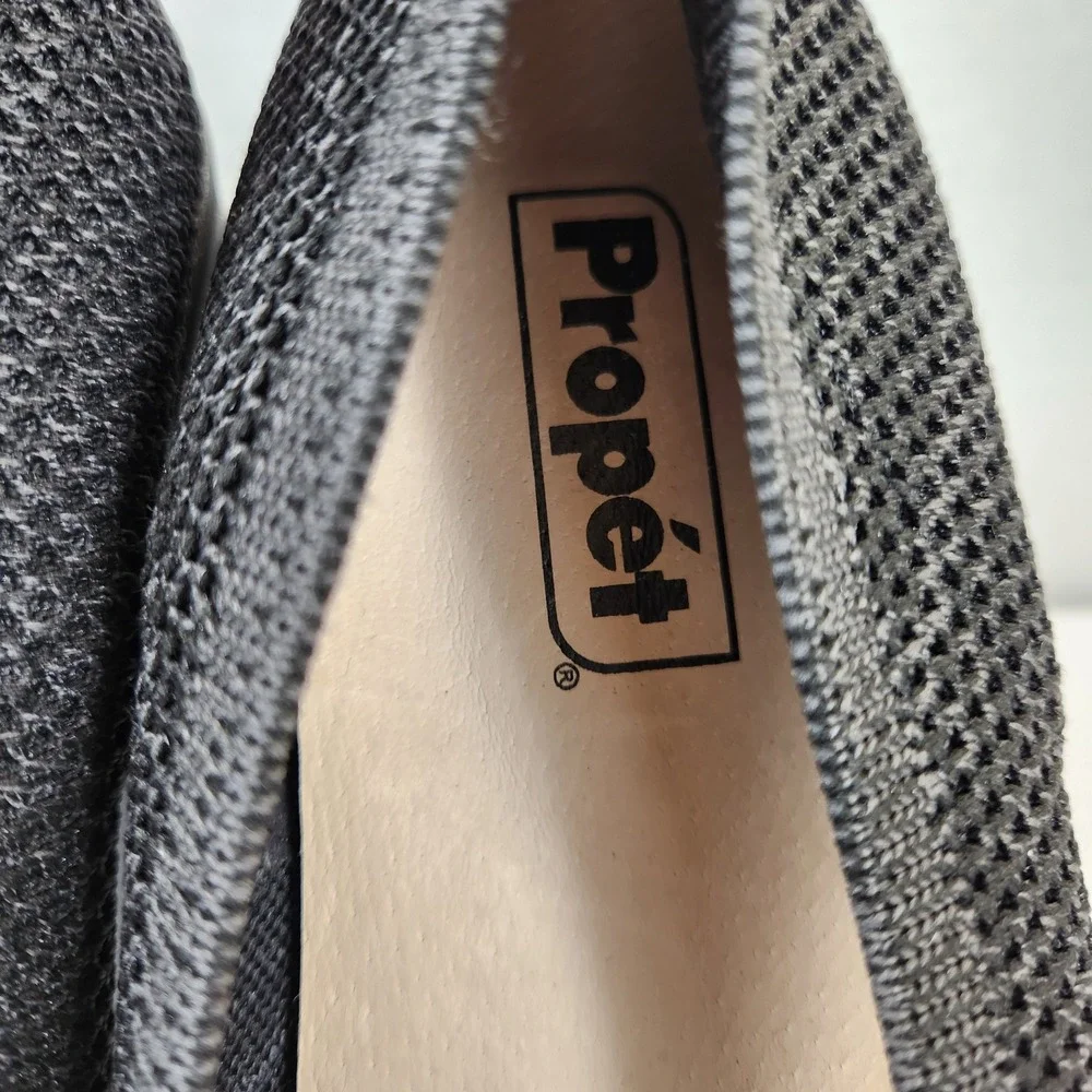 Propet Womens Black Knit Slip On Wedge Ballet Flats Sz 9.5M WCX074M Casual Shoes
